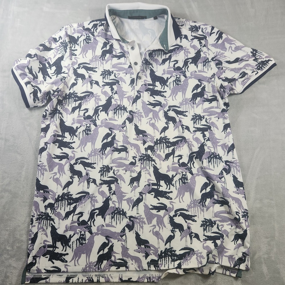 Greyson Golf Shirt Polo Shadows of the Marsh Print XL Purple